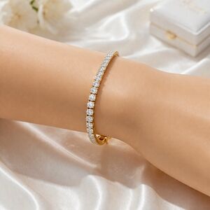 Elegant Gold PlatedTennis Bracelet with Cubic Zirconia diamonds